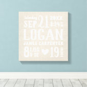 Modern Rustic Baby Birth Stats Nursery Art Canvas Afdruk (Insitu (Houten vloer))