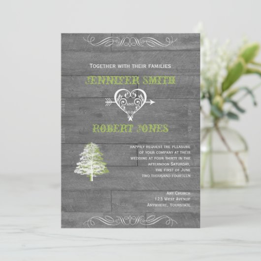 Modern Rustic Barn Wood Weddenschap Kaart (Staand voorkant)