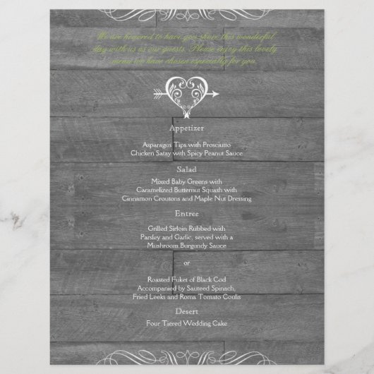 Modern Rustic Barn Wood Wedding Menu (Voorkant)