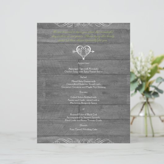 Modern Rustic Barn Wood Wedding Menu (Staand voorkant)