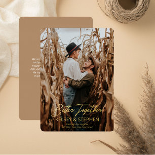 Modern Rustic Better Together Photo Verloving Folie Uitnodiging