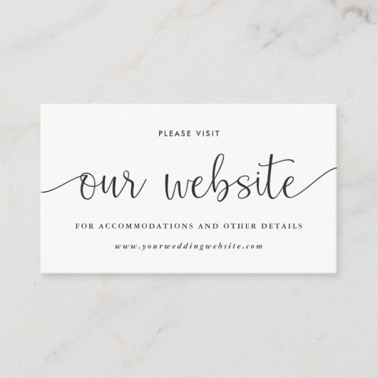 Modern Rustic Black and White Wedding Website Informatiekaartje (Voorkant)