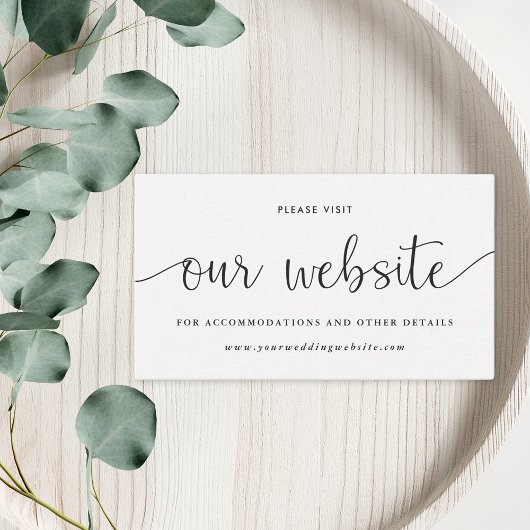 Modern Rustic Black and White Wedding Website Informatiekaartje