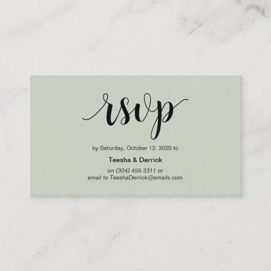 Modern Rustic, Black en Sage, online RSVP Informatiekaartje (Voorkant)