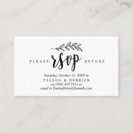 Modern Rustic, Black font, Wedding Party RSVP Informatiekaartje