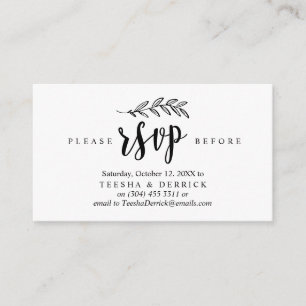 Modern Rustic, Black font, Wedding Party RSVP Informatiekaartje