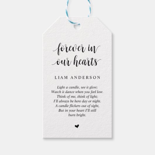 Modern Rustic Black, Funeral Memorial Service Cadeaulabel (Voorkant)