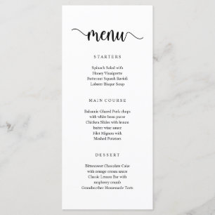 Modern Rustic Black Script, Weddenrenmenu Menu