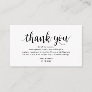 Modern Rustic Black Script, Wedding bedankt Informatiekaartje