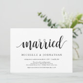 Modern Rustic, Black script, Wedding Elopement Kaart (Staand voorkant)