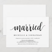 Modern Rustic, Black script, Wedding Elopement Kaart (Voorkant / Achterkant)