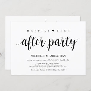 Modern Rustic, Black script, Wedding Elopement Kaart