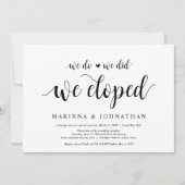Modern Rustic, Black script, Wedding Elopement Kaart (Voorkant)