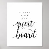 Modern Rustic Black Wedding Our Guest Board Poster (Voorkant)