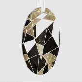 Modern Rustic Black White en Faux Gold Geometric Ornament (voorkant)