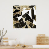 Modern Rustic Black White en Faux Gold Geometric Poster (Keuken)