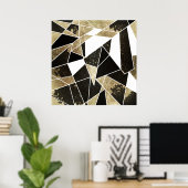 Modern Rustic Black White en Faux Gold Geometric Poster (Thuiskantoor)