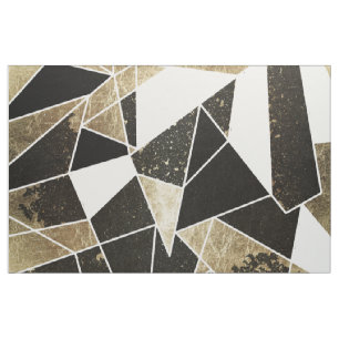 Modern Rustic Black White en Faux Gold Geometric Stof