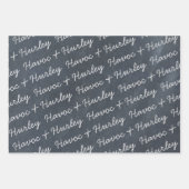 Modern Rustic Black White Familie naam Kerstmis Inpakpapier Vel (Voorkant 2)