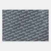 Modern Rustic Black White Familie naam Kerstmis Inpakpapier Vel (Voorkant)