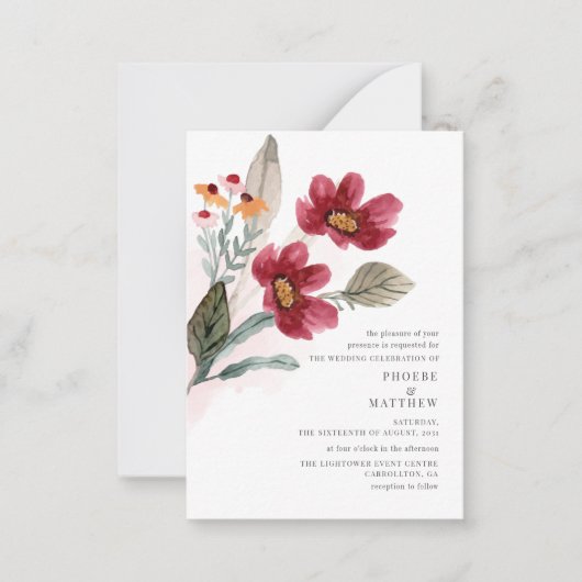 Modern Rustic Bloom Wedding Notitiekaartje (Voorkant)