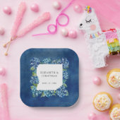 Modern Rustic Blue Hydrangeas Floral Wedding Papieren Bordje (Feest)