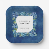 Modern Rustic Blue Hydrangeas Floral Wedding Papieren Bordje (Voorkant)