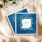 Modern Rustic Blue Hydrangeas Floral Wedding Servet