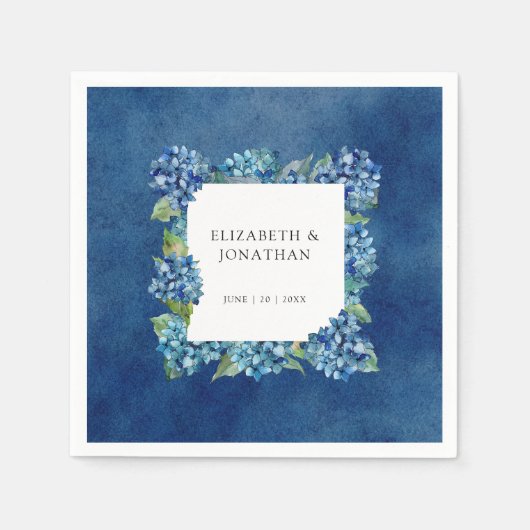 Modern Rustic Blue Hydrangeas Floral Wedding Servet (Voorkant)