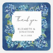 Modern Rustic Blue Hydrangeas Floral Wedding Vierkante Sticker (Voorkant)