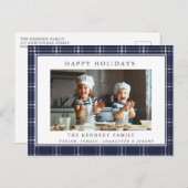 Modern Rustic Blue Pset Family Briefkaart (Voorkant / Achterkant)
