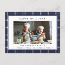 Modern Rustic Blue Pset Family Foto met Kerstmis