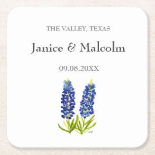 Modern Rustic Bluebonnet Custom Boho Gifts Wedding Kartonnen Onderzetters