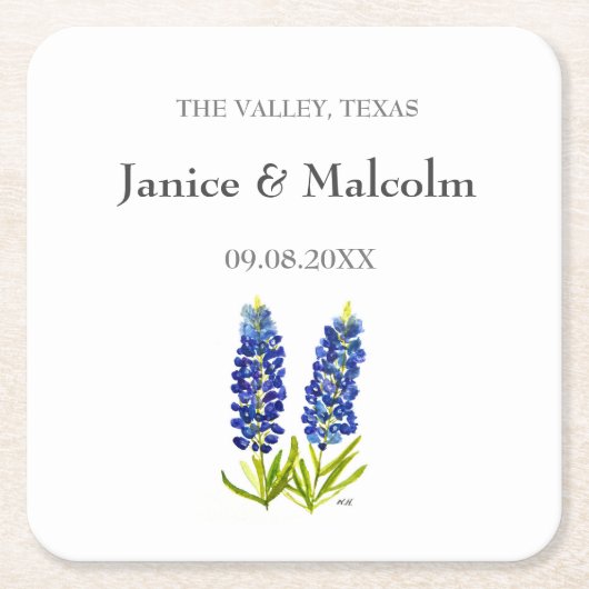 Modern Rustic Bluebonnet Custom Boho Gifts Wedding Kartonnen Onderzetters (Voorkant)