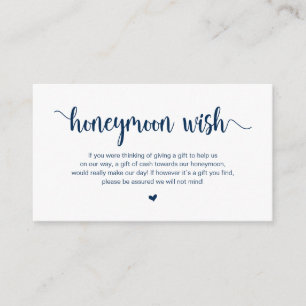 Modern Rustic Boerderij, Navy Blue Honeymoon Wish Informatiekaartje