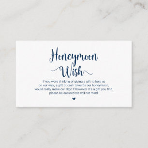 Modern Rustic Boerderij, Navy Blue Honeymoon Wish Informatiekaartje