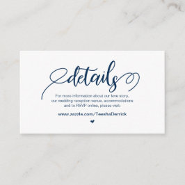 Modern Rustic Boerderij, Navy Blue, huwelijksgegev Informatiekaartje