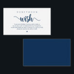 Modern Rustic Boerderij themed, Honeymoon Wish Enc Informatiekaartje<br><div class="desc">Dit is het Moderne Rustic-Boerderij ontwerp,  Navy Blue Script-minimalisme,  lettertypefoonton,  Kaart Wedding Enclosure. U kunt de doopvontkleuren veranderen,  en uw trouwdetails in de passende doopvont/het schrijven toevoegen. #TeeshaDerrick</div>