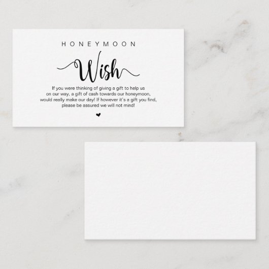 Modern Rustic Boerderij themed, Honeymoon Wish Enc Informatiekaartje (Voorkant / Achterkant)