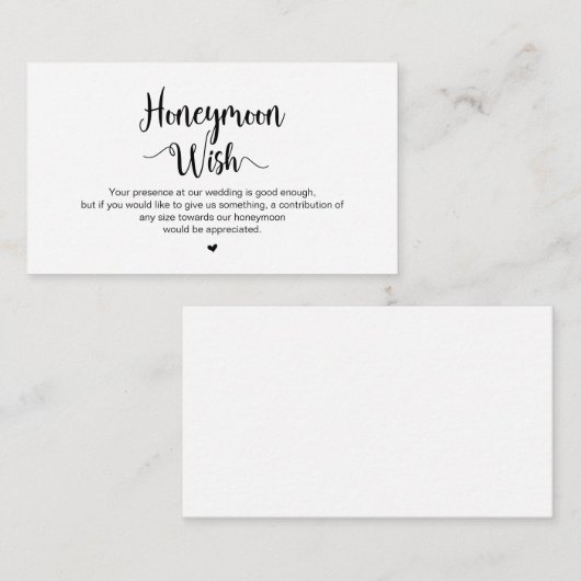 Modern Rustic Boerderij, zwart script, Honeymoon W Informatiekaartje (Voorkant / Achterkant)