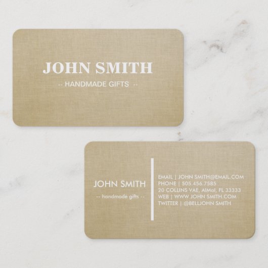 Modern Rustic brown Kraft Lenin Visitekaartje (Voorkant / Achterkant)