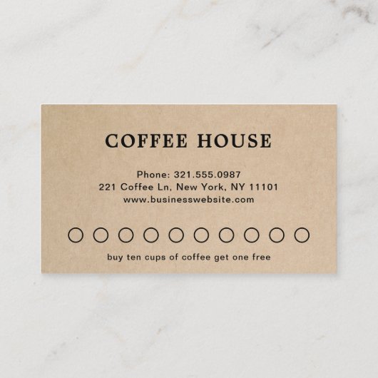 Modern Rustic Brown Simple Cute Coffee Klantenkaartje (Achterkant)