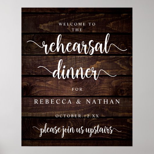 Modern Rustic, Bruiloftsprobediner Welkom Po Poster (Voorkant)