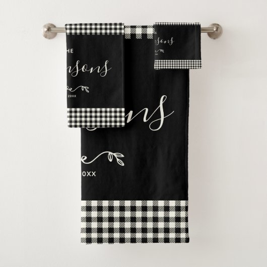 Modern Rustic Buffalo Check Plays Family Script Bad Handdoek (Insitu)