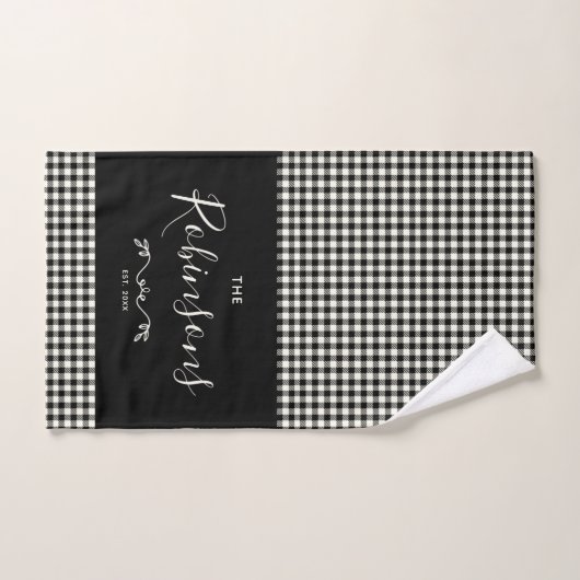 Modern Rustic Buffalo Check Plays Family Script Bad Handdoek (Handdoek)