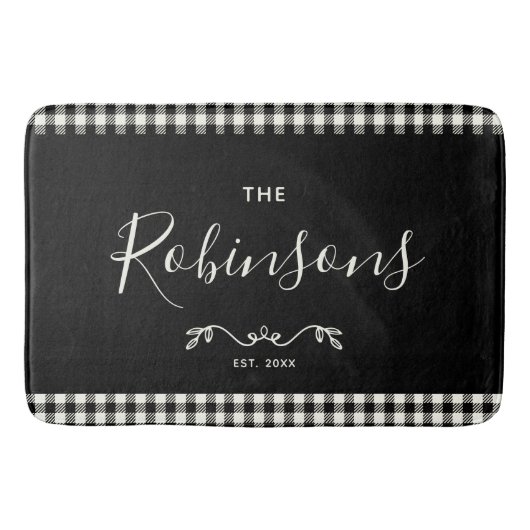 Modern Rustic Buffalo Check Plays Family Script Badmat (Voorkant)