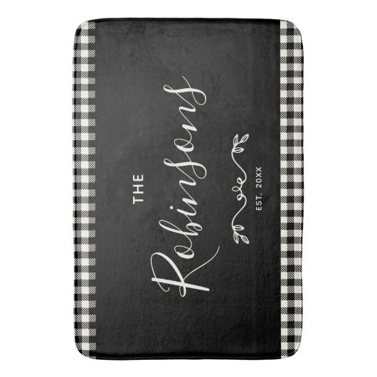 Modern Rustic Buffalo Check Plays Family Script Badmat (Voorkant Verticaal)