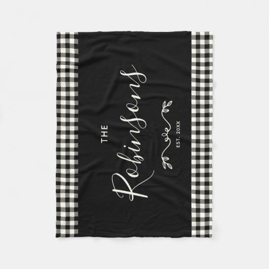 Modern Rustic Buffalo Check Plays Family Script Fleece Deken (Voorkant)