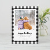 Modern Rustic Buffalo Pset Foto Feestdagenkaart (Staand voorkant)