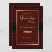 Modern Rustic Burgundy Copper Afstuderen P Kaart (Voorkant / Achterkant)